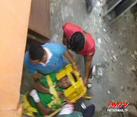 The electrocuted man is transferred to hospital.